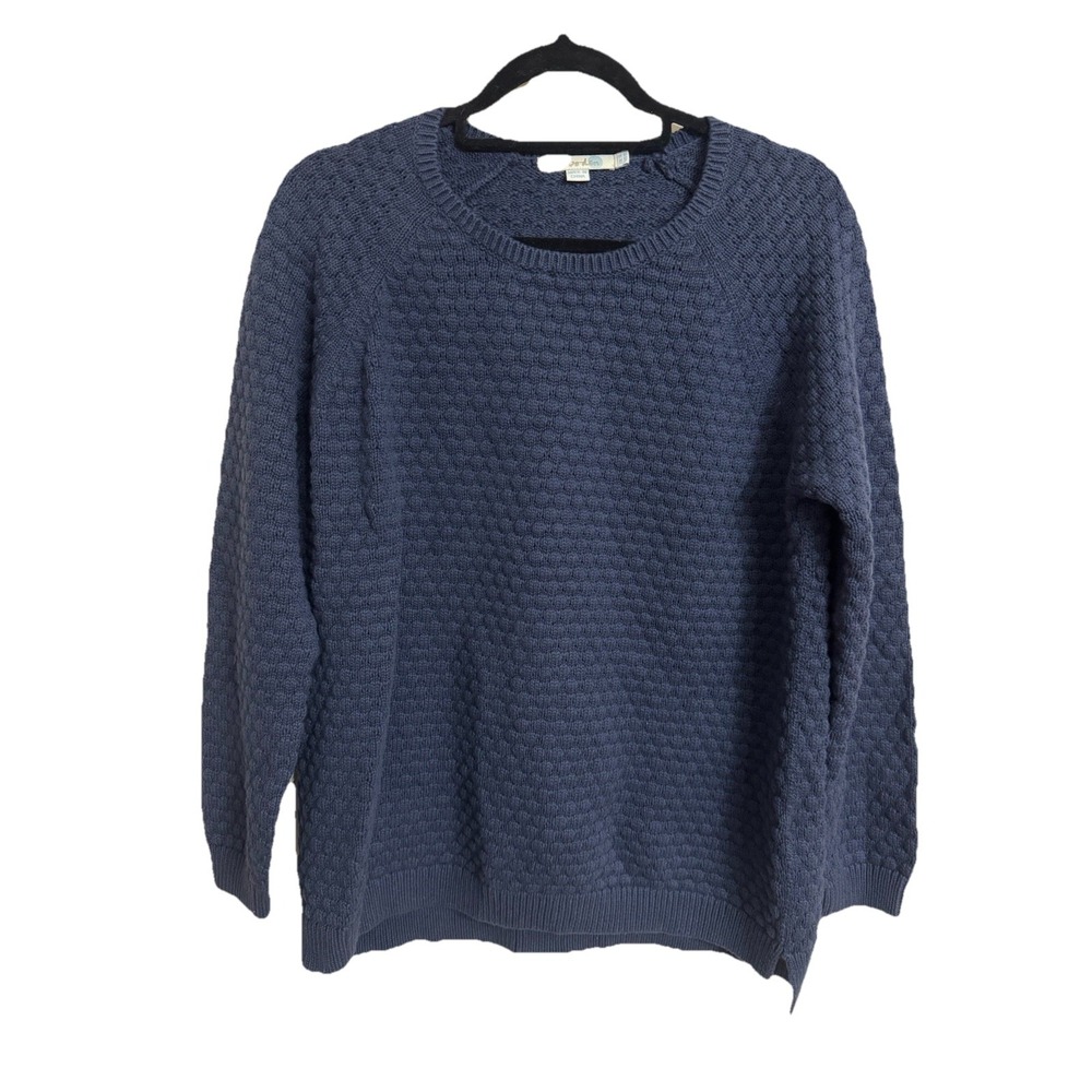 BODEN Womens Round Neck Navy Sweater US 10/UK 14 Large Navy Blue 100% Cotton